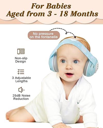 Lilian&Gema 2-in-1 Baby Ear Muffs Noise Protection, Noise Cancelling Headphones for Baby & Toddler up to 4 Years - Jamouz