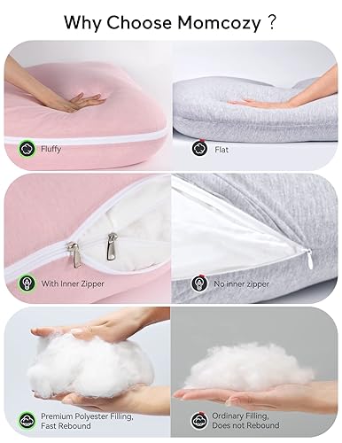 Momcozy Pregnancy Pillows for Sleeping, U Shaped Full Body Maternity Pillow with Removable Cover - Support for Back, Legs, Belly, HIPS for Pregnant Women, 57 Inch Pregnancy Pillow for Women, Grey - Jamouz
