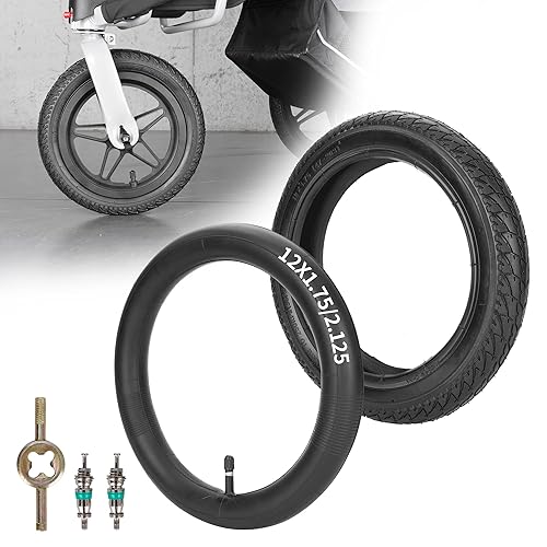 Front 12/12.5×1.75/2.125/2.25 Tires and Tubes Compatible with 3-Wheeler Gear Jogging Troller Models (Both Single and Double Strollers) Including Revolution SE/Pro/Flex/SU/Ironman - Jamouz