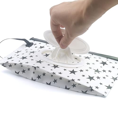 Baby Wipe Dispenser,Portable Refillable Wipe Holder Wipe Dispenser Bag Reusable Travel Wet Wipe Pouch (blue purple) - Jamouz