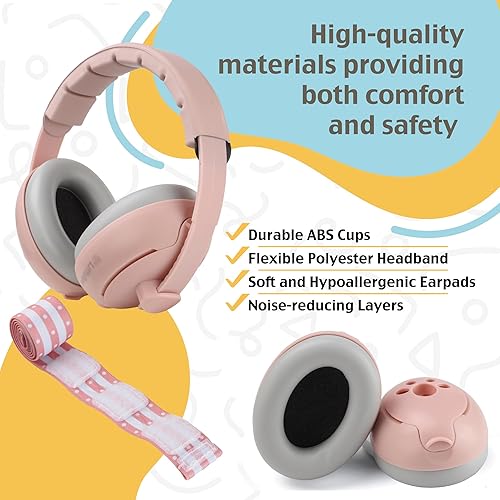 'CuddleEars' 2 in 1 Baby Ear Muff - Noise Canceling Infant Toddler Headphone Hearing Protection Earmuff for Plane - Jamouz