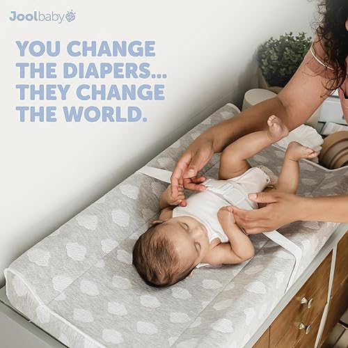 Jool Baby Soft Changing Pad + Washable Cover, Non-Slip - Fits Standard Changing Tables & Dressers (Gray) - Jamouz