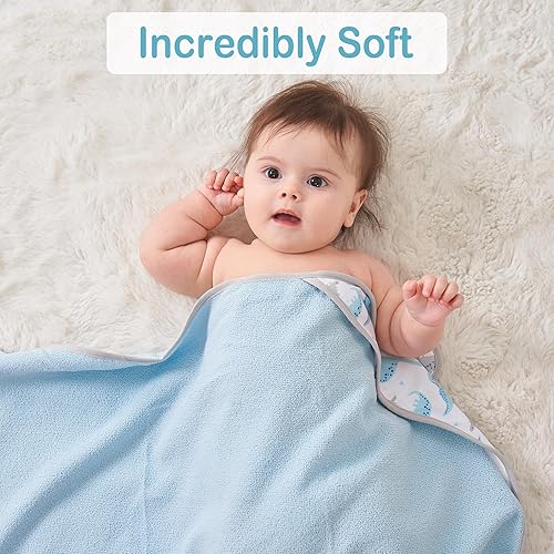 Viviland Baby Towels and Washcloths, Soft Absorbent Pink Baby Bath Towel Set, Elephant Hooded Towels with 5 Infant Face Washcloths (6 Pieces) - Jamouz