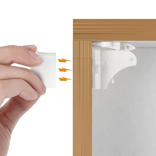Child Safety Magnetic Cabinet Locks - vmaisi 4 Pack Adhesive Baby Proofing Cabinets & Drawers Latches - Jamouz
