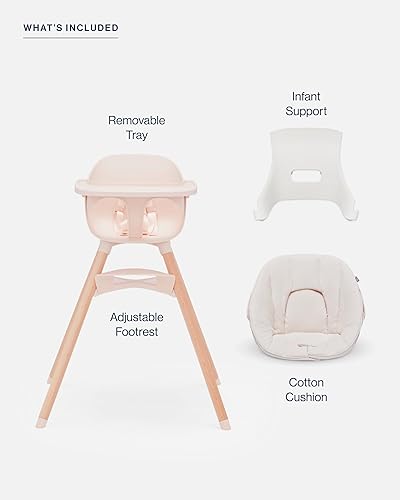 Lalo The Chair Convertible 3-in-1 High Chair - Wooden High Chair for Babies & Toddlers, Baby High Chair with Dishwasher Safe Tray, Adjustable Footrest, Coconut - Jamouz