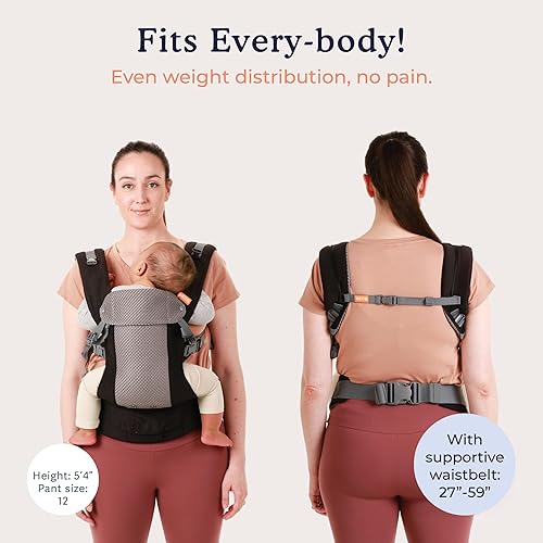 Beco Baby Carrier Gemini Newborn to Toddler-Front, Back and Hip Seat Carrier,Baby Carrier Backpack & Baby Front Carrier with Adjustable Seat,Ergonomic Baby Holder 7-35lbs (Grey) - Jamouz