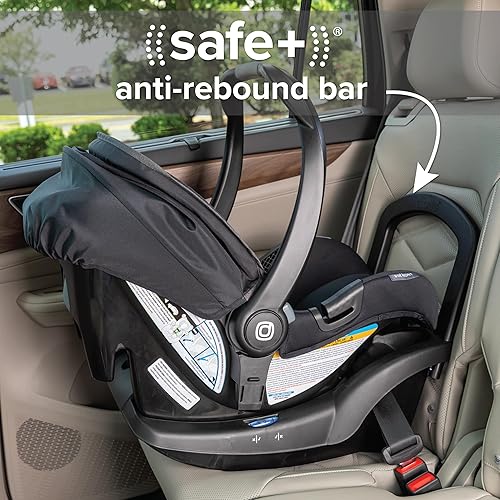 Diono LiteClik 30 R SafePlus Infant Car Seat and Base, Rear-Facing for Infants 4-30lbs, SafePlus Engineering, with Infant Insert, UPF 50+ Sunshade (Black) - Jamouz