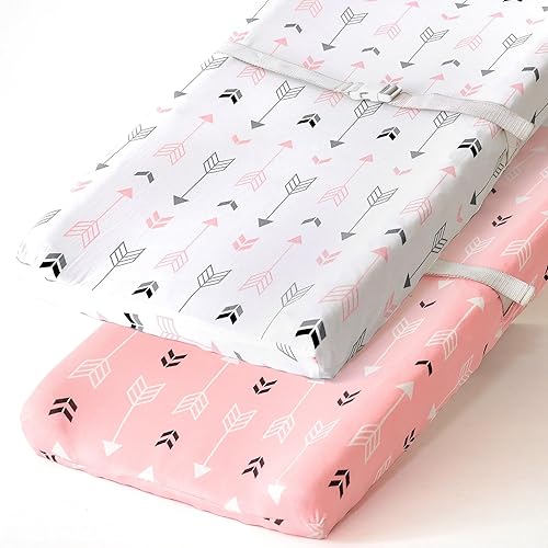 Stretchy Changing Pad Covers for Boys Girls,2 Pack Jersey Knit,Elephant & Whale - Jamouz