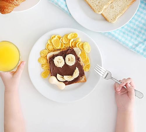 12-Piece Kids Toddler Fork Set, HaWare Stainless Steel Preschooler Utensils Mini Flatware Set, Hammered Pattern(Adult Look) Cutlery, BPA Free and Dishwasher Safe - Jamouz