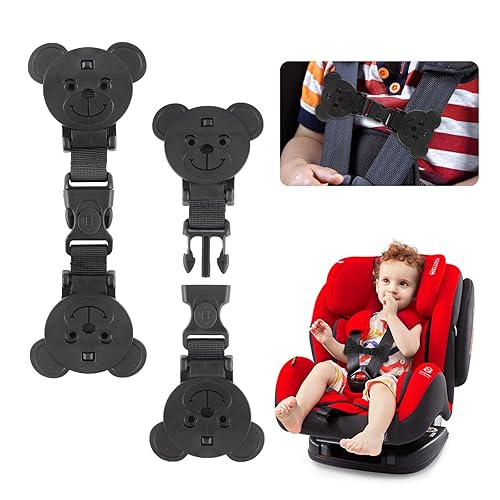 Lock Strap Anti Escape, Bear-Shaped Baby Harness Chest Clip Safety Clip, Prevent Children/Kids Taking Their Arms Out of Child High Chairs/Strollers/Baby Reins(2 Pack) - Jamouz