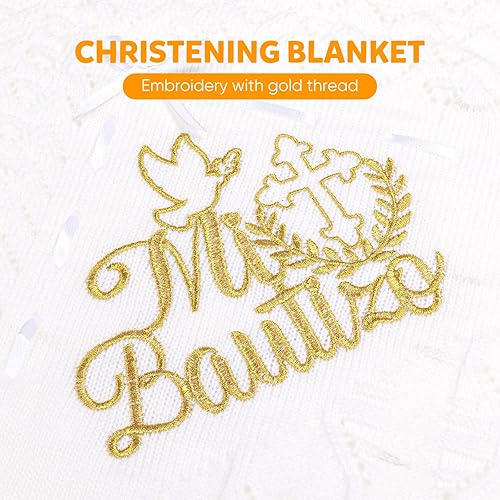Baby Blanket Baptism Christening Gifts for Girl Boys Baby Easter Dedication Church Gifts Mi Bautizo White Soft Crochet Shawl Towel - Jamouz