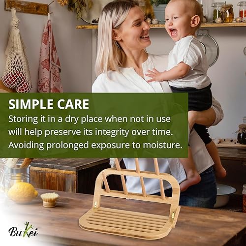 Bamboo Baby Bottle Drying Rack - Space Saving Bottle Dryer & Holder - Jamouz