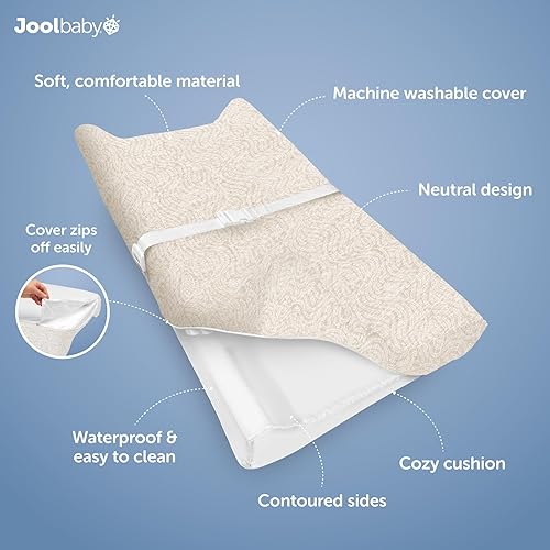 Jool Baby Soft Changing Pad + Washable Cover, Non-Slip - Fits Standard Changing Tables & Dressers (Gray) - Jamouz