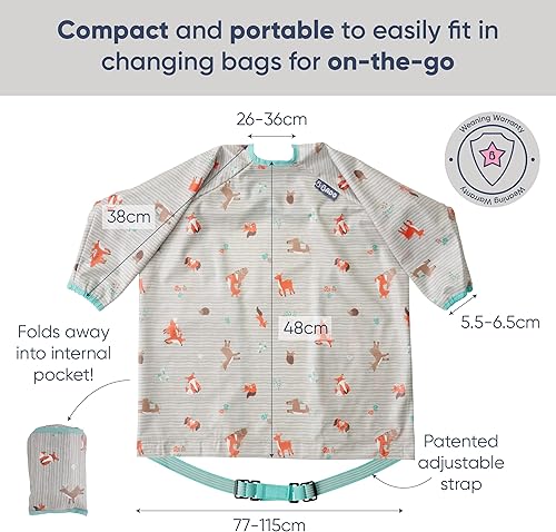 BIBaDO - Long Sleeve Baby Bibs - Babies & Toddlers 6-36 Months - Coverall Baby Led Weaning Bib - Easy Wipe, Soft & Waterproof - Jamouz