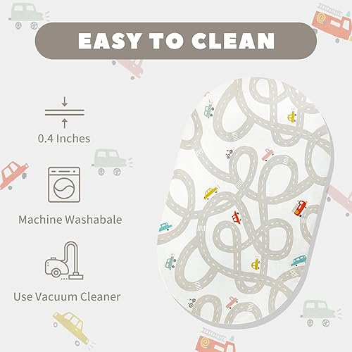 LIVEBOX Road Traffic Kids Play Area Rug 3'x5' Washable Playroom Educational & Fun with Cars and Toys Non-Slip Children Nursery Rugs for Living Room Bedroom Classroom Entryway Kids Tent - Jamouz