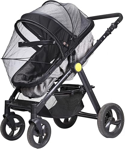 LIHAO Universal Mosquito Net for Stroller, Baby Bug Net with Two-Way Zippers & Storage Bag, Breathable & Foldable Mosquito Nets for Strollers,Car Seat,Bassinet,Cradle (Black) - Jamouz