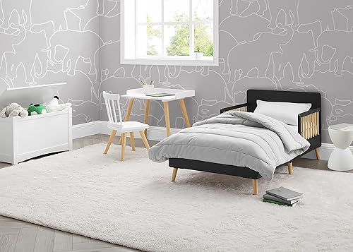 Delta Children Logan Wood Toddler Bed, Greenguard Gold Certified, Midnight Grey/Natural - Jamouz