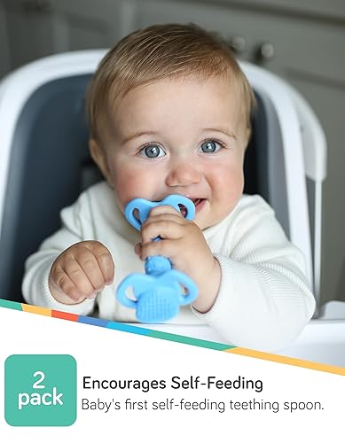 Nuby Dipeez 2 in 1 Silicone Spoons/Dipper, 2pk, Blue/Green - Jamouz