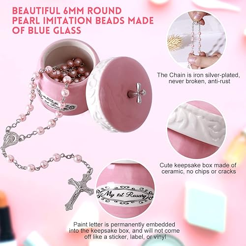 My First Rosary Cross for Boy Keepsake Box and Rosary Gifting Set, Blue - Jamouz