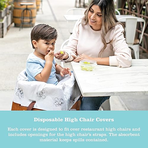 J.L. Childress Healthy Habits Disposable Restaurant High Chair Covers - 12 Count - Individually Wrapped Baby Seat Covers - Covers All Surfaces - Stars/Hearts/Arrows - Jamouz