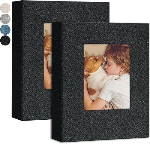 Small Photo Album 4x6 Photos 2 Pack Linen Cover Mini Photo Book 26 Page Holds 52 Pictures Artwork or Postcards Storage Beige - Jamouz