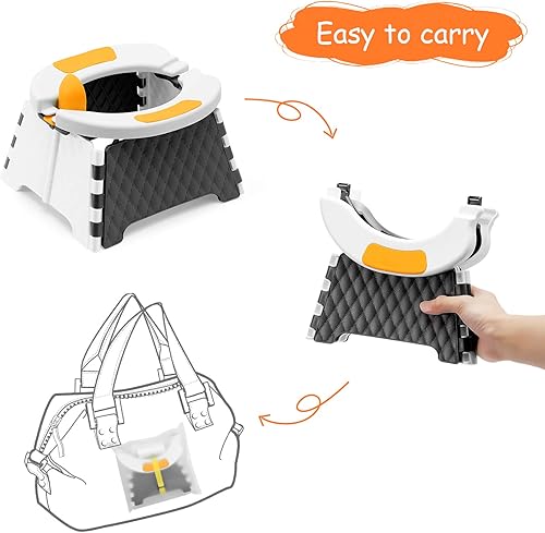 Toddler Portable Potty Training Seat for Kids Baby Foldable Toilet Child Travel Potty in Car Camping Potty Chair Seat for Indoor Outdoor, with 60 Disposable Bags - Jamouz