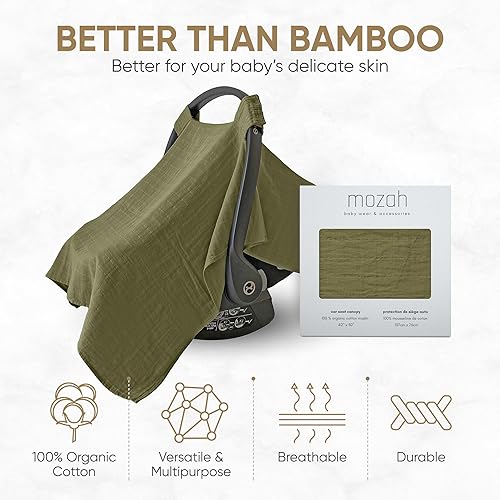 MOZAH Baby Multi-Use Cover: 9-in-1 Car Seat Covers Canopy Cover, Breathable Breastfeeding Cover, Stroller Cover & More, Boys & Girls Shower Gifts (Warm Taupe) - Jamouz