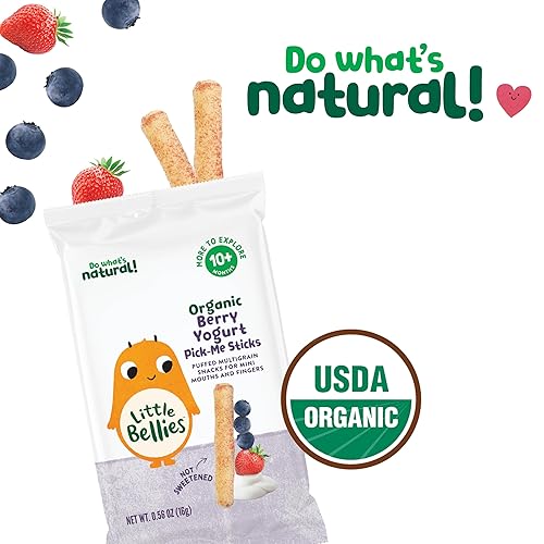 Little Bellies Organic Berry Yogurt Pick-Me Sticks, (Pack of 5 x 0.56 oz Individual Packs) - Jamouz