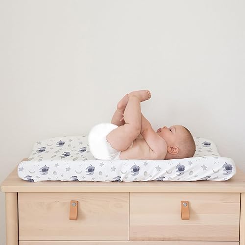 Baby Changing Pad Cover 2-Pack for Girls (Fleurette) - Premium Fitted Sheets Baby Diaper Changing Table Cover - Buttery Soft Cotton Blend - Jamouz