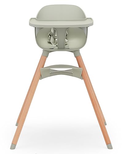 Lalo The Chair Convertible 3-in-1 High Chair - Wooden High Chair for Babies & Toddlers, Baby High Chair with Dishwasher Safe Tray, Adjustable Footrest, Coconut - Jamouz
