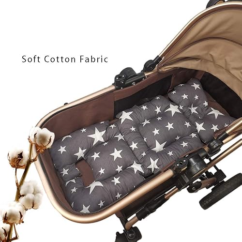Stroller Liner Insert Car Seat Liner Cover, Infant Reversible Cotton Newborn Cushion pad Universal for Baby Carrier pram, Thick Padding, Non Slip, by DODO NICI Grey Star - Jamouz