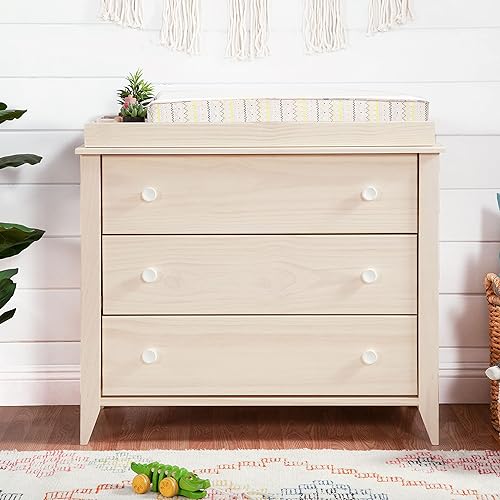 Babyletto Sprout 3-Drawer Changer Dresser with Removable Changing Tray in Chestnut and Natural, Greenguard Gold Certified - Jamouz