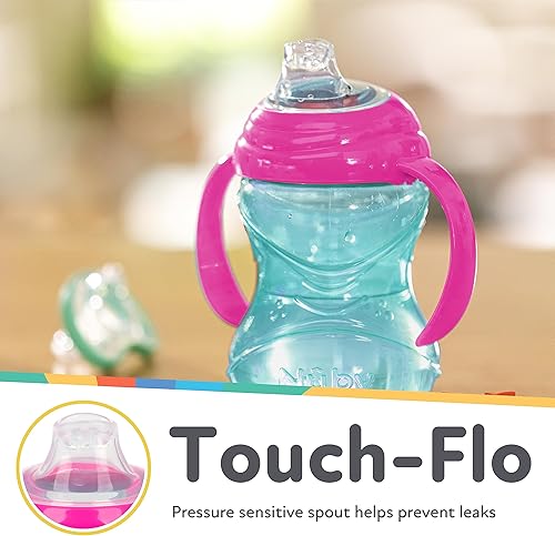 Nuby Clik-It Soft Spout No-Spill Training Sippy Cup with Handles - (3-Pack) 10 Oz - 4+ Months - Neutral - Jamouz