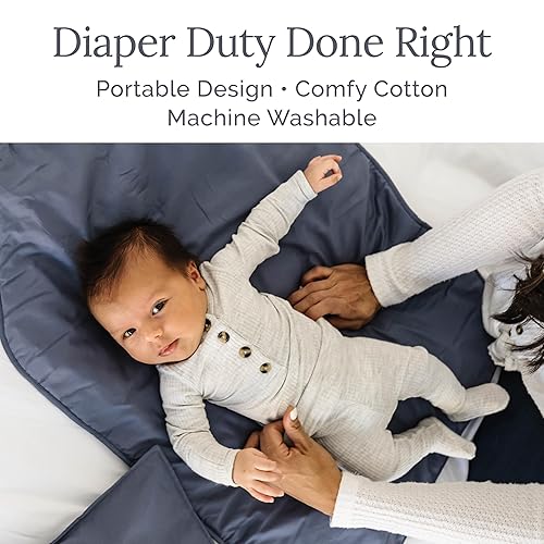 Natemia Baby Portable Diaper Changing Pad - Portable Changing Pad for Baby, Flexible Design for Travel, Machine Washable Percale Cotton, Made in Turkey, Baby Essentials - Jamouz