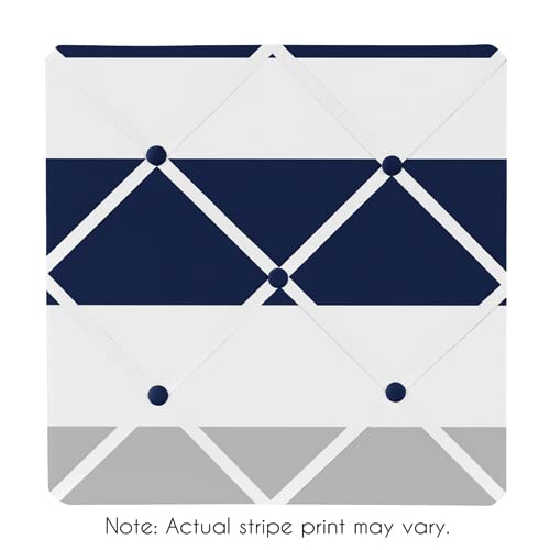 Navy Blue, Gray and White Fabric Memory/Memo Photo Bulletin Board for Stripe Collection - Jamouz