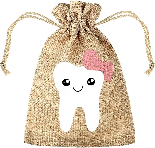 Tooth Fairy Bag Pouch for Boys and Girls to Place Under Pillow Milk Teeth Container Box for Toothfairy Tooth Holder Keepsake Gift for Kids Children Baby Shower Birthday (Pink Style) - Jamouz