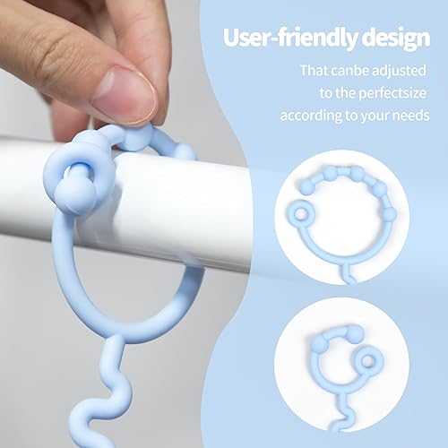 Toy Straps, Pacifier Holder Clip with Self-Adjusting Bayonet, Pure Silicone Material Without BPA; Can Be Used for Teethers, Feeding Bottles, Toys, Baby Cribs, High Chairs(Blue-3ps) - Jamouz