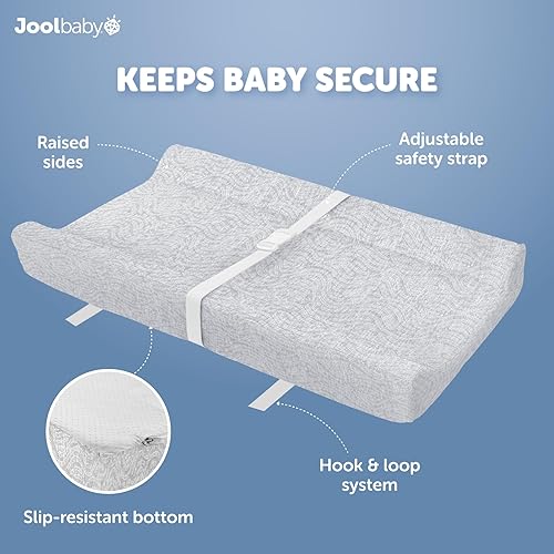 Jool Baby Soft Changing Pad + Washable Cover, Non-Slip - Fits Standard Changing Tables & Dressers (Gray) - Jamouz