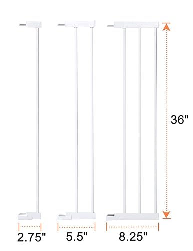 COMOMY 36' Tall Extentions for Pressure Mounted Pet Gate, 2.75', 5.5' and 8.25' Width Extensions (Black) - Jamouz