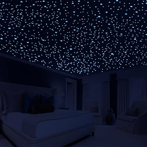 808 PCS Glow in The Dark Stars for Ceiling, Glowing Wall Decals Decor Stickers,(404 Pcs Green and 404 Sky Blue) 3D Adhesive Dots Decor Starry Sky Decor for Kids Bedroom or Birthday Gift - Jamouz