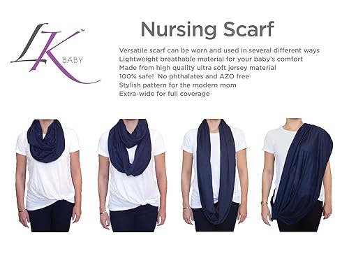 LK Baby 2pk Infinity Nursing Scarf Breastfeeding Cover Ultra Soft (Grey/Navy) - Jamouz