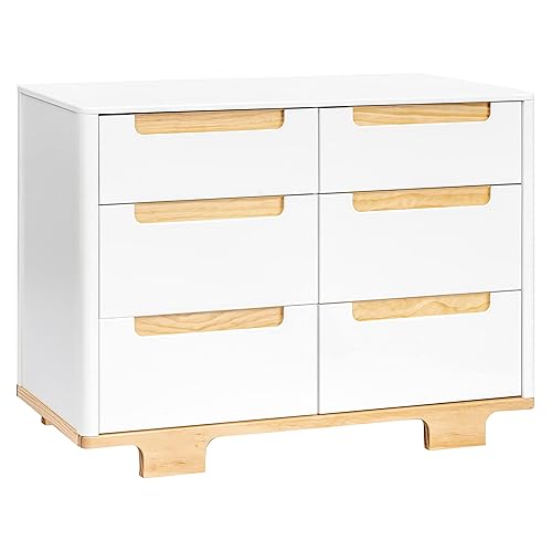 babyletto Yuzu 6-Drawer Dresser in White and Natural, Greenguard Gold Certified - Jamouz