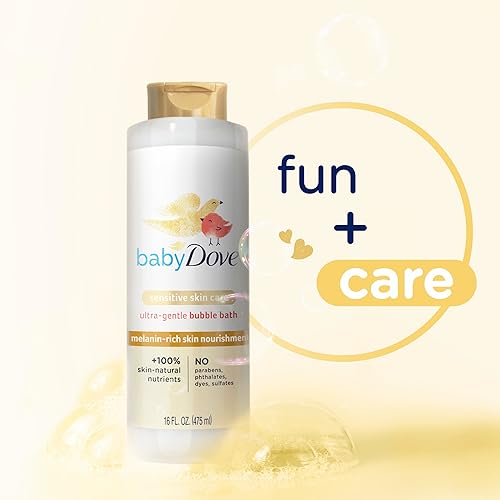 Baby Dove Bubble Bath Melanin-Rich Skin Nourishment for nourished Skin and Bath time Fun Sensitive Skin Care with Skin-Natural nutrients 16 oz - Jamouz