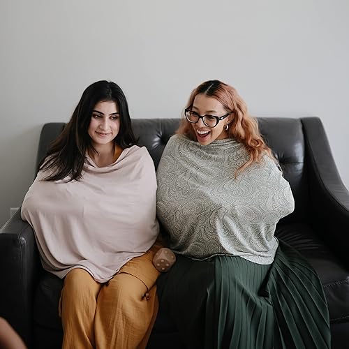 mushie Baby Car Seat Canopy Cover | Breathable & Stretchy Multi Use Cover for Breastfeeding, Nursing, High Chair, Shopping Cart, Strollers (Fog) - Jamouz