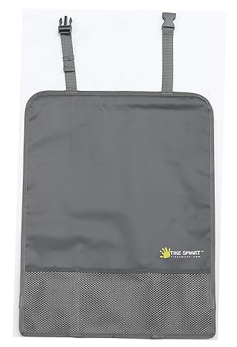 Luxury Clean-Edge Kick Mat w/Mesh Pocket - Seat Back Protector and Seat Cover with Invisible Strap and Stiff Edging - Gray/Grey (1 Mat) - Jamouz