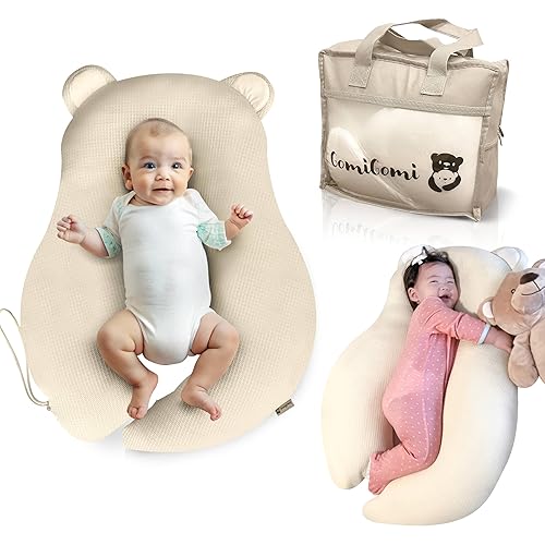 Multifunctional Baby Pillow: Anti-Roll, Nursing, and Tummy Time Features, 3D Air Mesh Fabric for Breathability. Adjustable Thickness, Easy Care - Jamouz