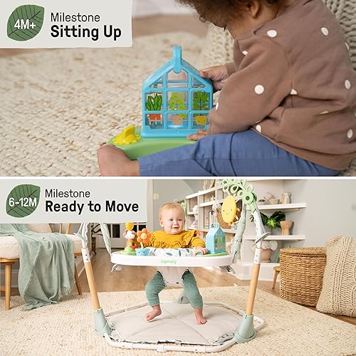 Ingenuity Tummy-to-Toes 6-in-1 Milestone Center, Play Gym, Foldable Mat, Music and Nature Sounds, Lights, Activity Jumper, Table, Playhouse, for Ages 0-48 Months - Jamouz