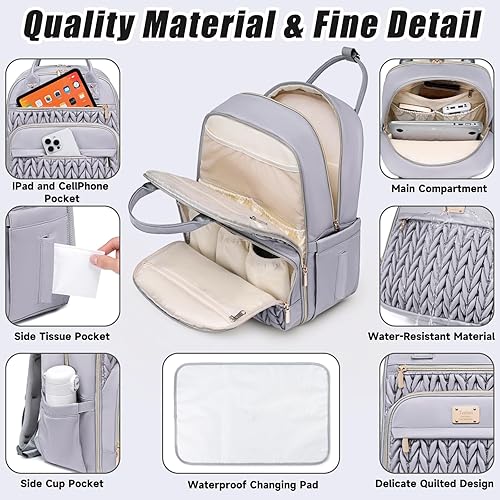 Diaper Bag Backpack,Stylish Baby Diaper Bag,Waterproof Travel Diaper Backpacks Baby Bags with Changing Pad,Stroller Straps,Insulated Pockets (Khaki) - Jamouz