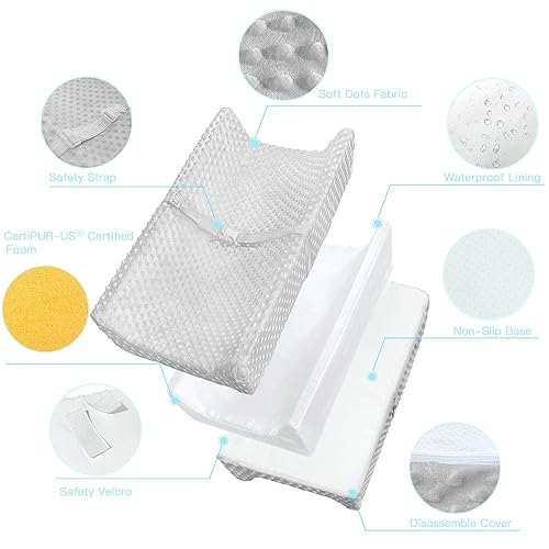 YENING Baby Diaper Changing Pad for Dresser Top with Cover Waterproof Lining Foam Contoured Changing Table Pads Topper 31' x 16' Grey - Jamouz