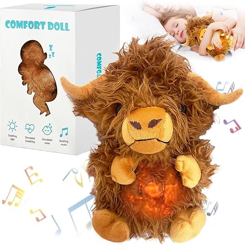 Dinosaur Stuffed Animals, Breathing Stuffed Animals with Realistic Breathing Action and Lighted Music, Ideal Sleeping Plush Toys Adjustable in Four Modes, Baby Gifts for Boys, Kids, Girls - Jamouz